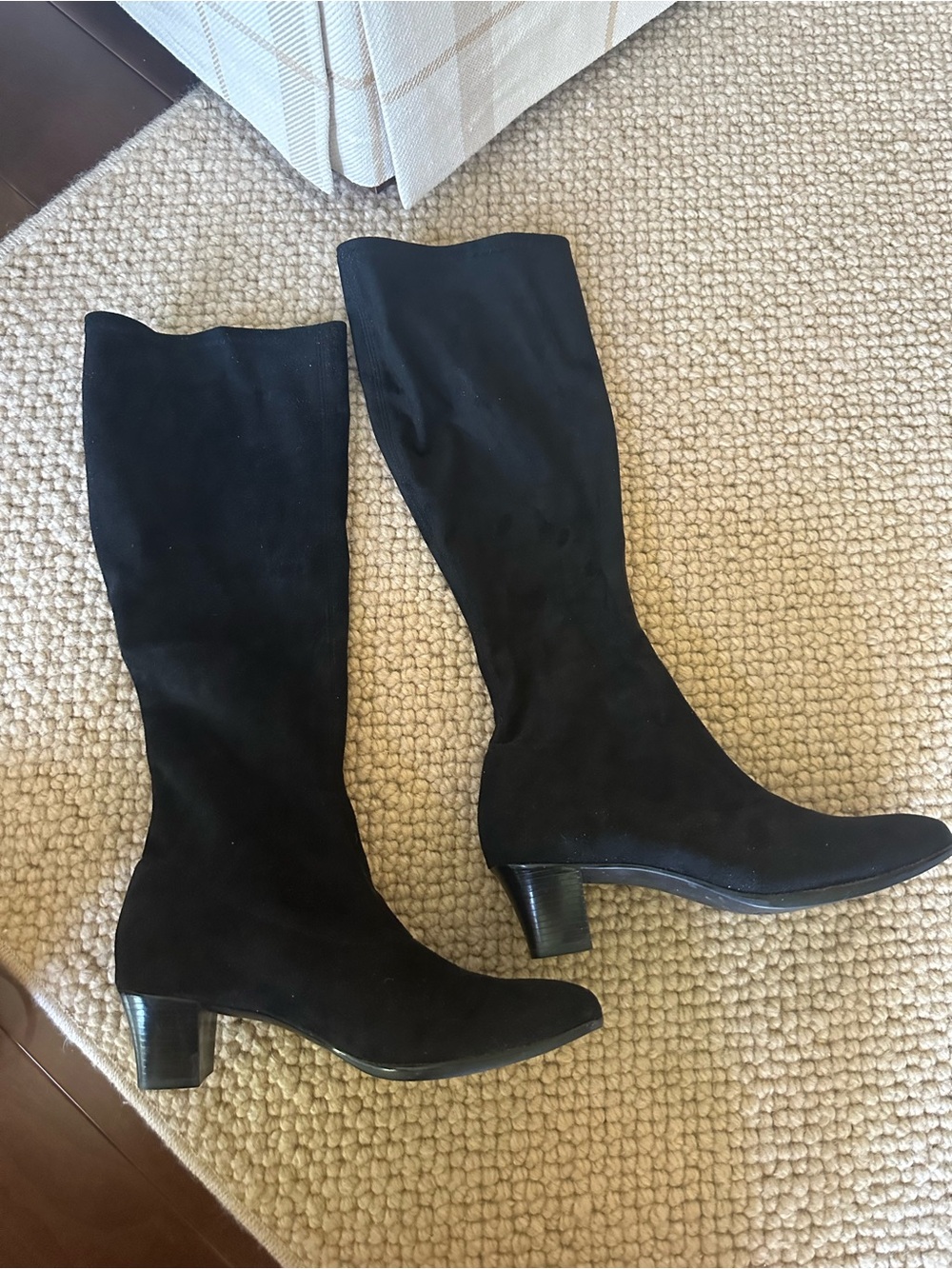 Black suede knee high boots